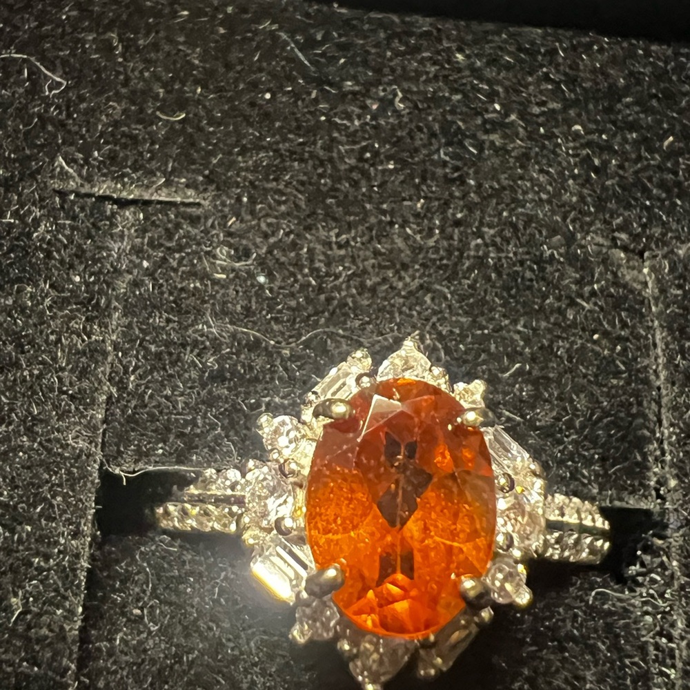 Elegant Natural Fanta Garnet Gemstone good quality Silver Ring